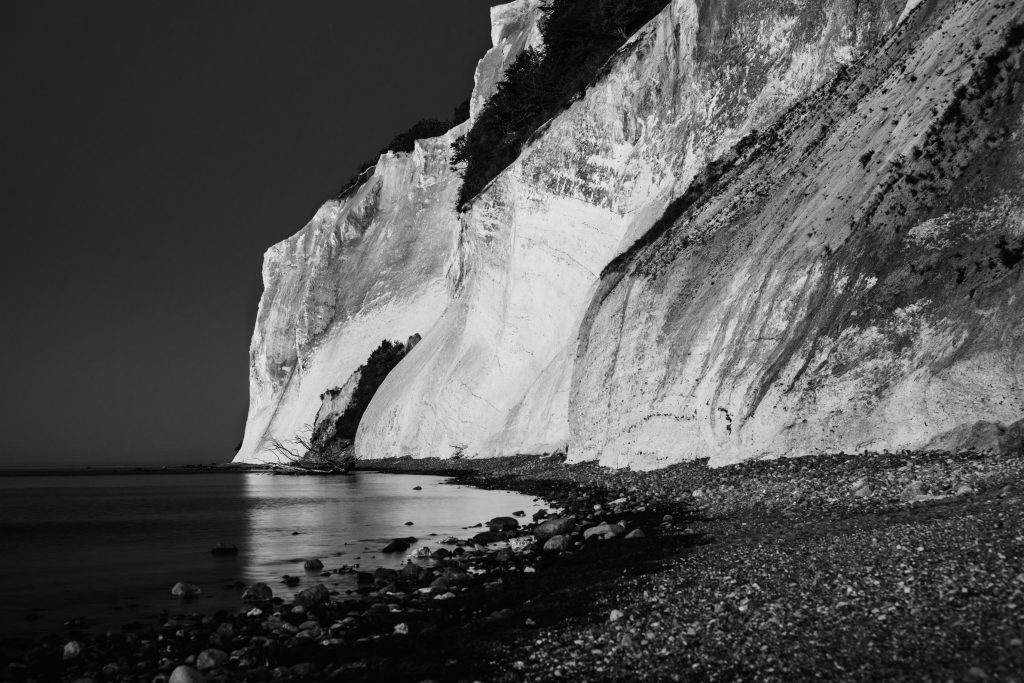 A black and white photo of Møns Klint – Just Walked By